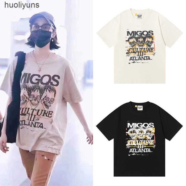 

t shirts galleryss mens fashion tee dept stamping printing double yarn pure cotton short sleeve t-shirt brand men's women's, White;black