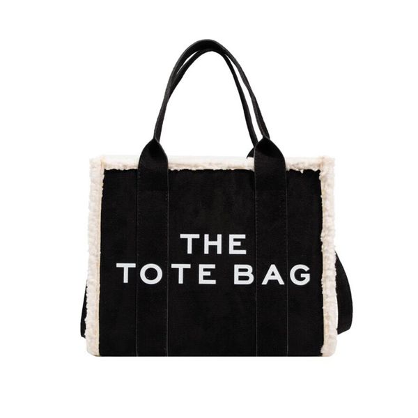 

new womens plush designer tote bag fashion luxury splicing shoulder bags for women solid color wool zipper crossbody bag with thick strap sh