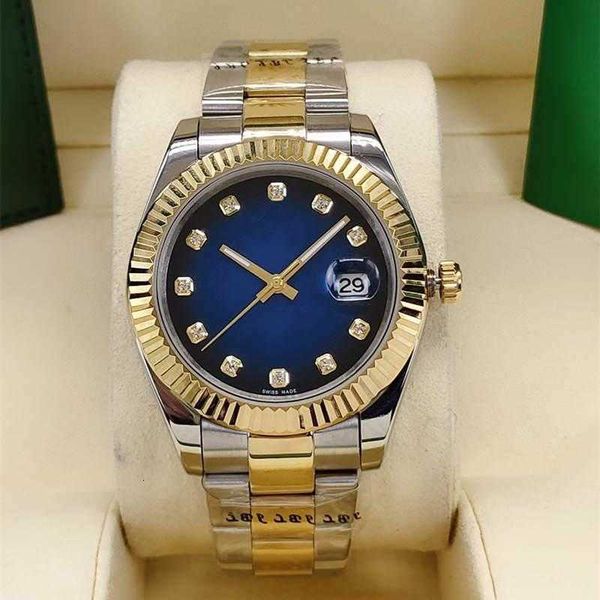 

watches mens men and women automatic mechanical watches 41mm sapphire calendar face stainless steel folding buckle waterproof aobn, Slivery;brown