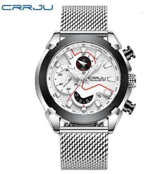 

watches seller crrju men fashion military chronograph wristwatch casual 30m waterproof sport quartz watch mens clock relogio masculino vo5p, Slivery;brown