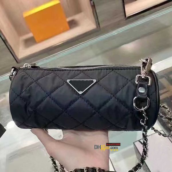 

2021 new designer shoulder bag pu leather ladies handbag fashion chain rhombus cylinder messenger bags two materials available