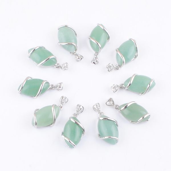 

natural stone aventurine horse eye shape pendants fashion healing charms pendulum necklace making accessories n3243, Silver