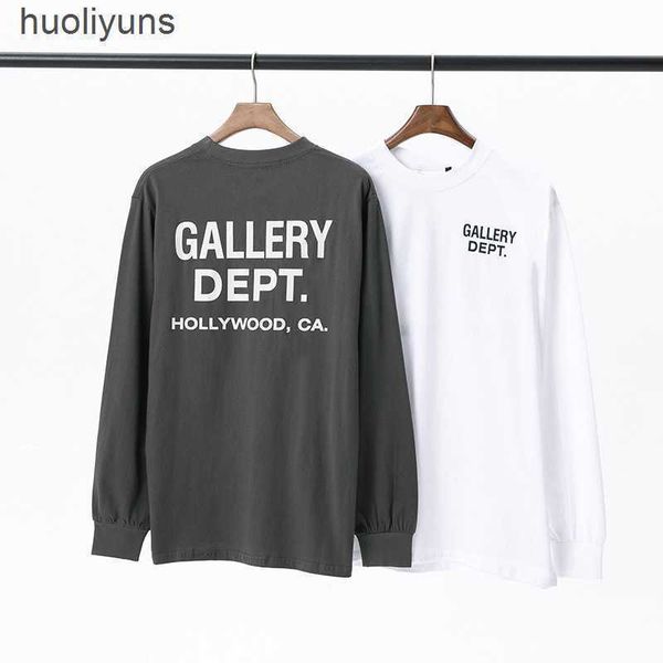 

t shirts galleryss mens fashion tee dept classic letter slogan printed round neck long sleeve t-shirt men women hip hop loose couple, White;black