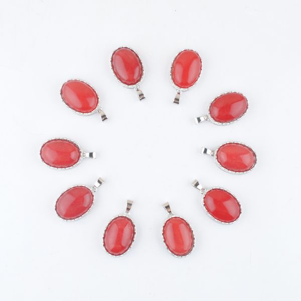 

natural stone pendants oval bead red jades dangle pendant for necklace jewelry making popular n3340, Silver