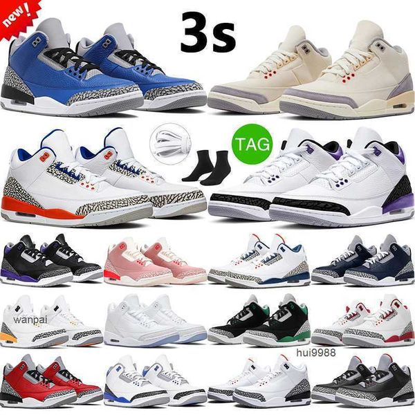 

2023 3s retro triple white cement men women basketball shoes neapolitan rust pink knicks jumpman 3 men sports trainers sneakers jordam jerdo, Black