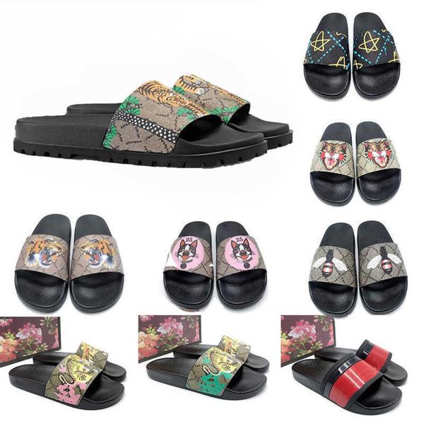

designer men women sandals fashion classic flower platform web size us5-11 rubber fashion wide flat thick slipper bottoms flip flo264w, Black