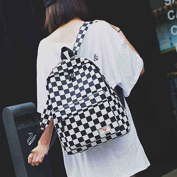 

school bags fashion canvas backpack trend women damboard wear day lapbag large capacity outdoor travel student book 220728