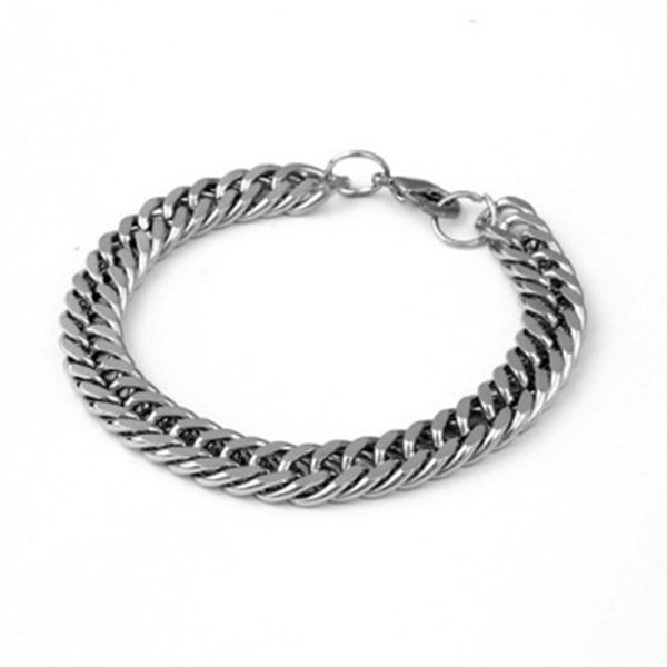 

ornament chains wholesale bracelet double-breasted grinding surface power style personalized stainless steel accessories men's personal, Black