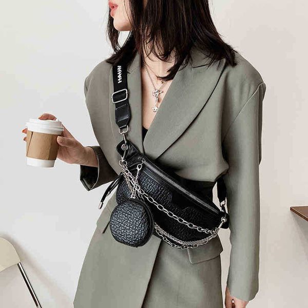 

evening bag new necklace fanny pack women black leather hip bag chest suits fas
