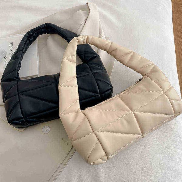 

evening bags za black space pad cotton women shoulder bag casual soft leather padded purses and handbag winter warm new for 220623
