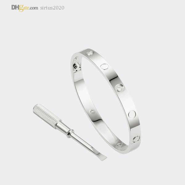 

love screw mens designer bracelets for women silver 4 diamonds luxury jewelry steel gold-plated never fade not allergic 21491608, Black