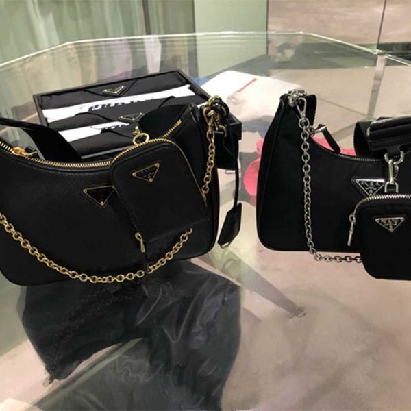 

new handbag 2023 luxury super fire cross pattern three in one nylon single shoulder messenger underarm niche feeling crescent baghigh qualit