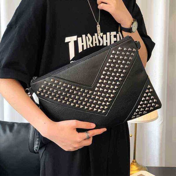 

evening bag fashion cluth bag for men wallet handbags leather hand bags designer rivet envelope purse man bolso de hombre 220728