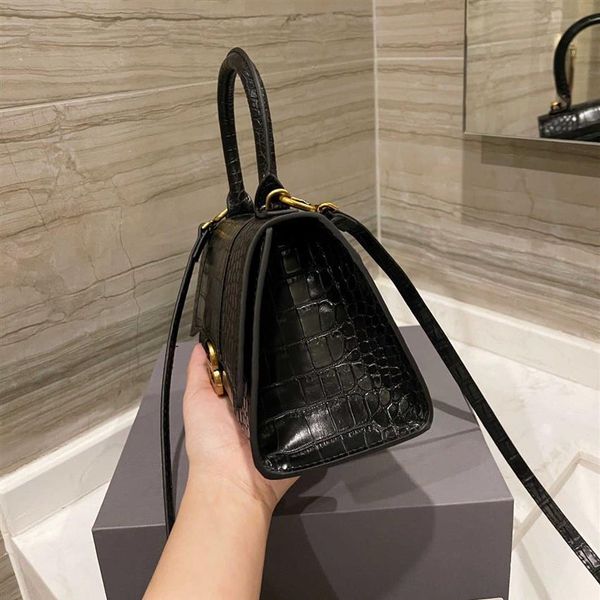 

luxury designer hourglass ladies bag crocodile pattern handbag leather hour glass women totes purses classic crossbody tote261z