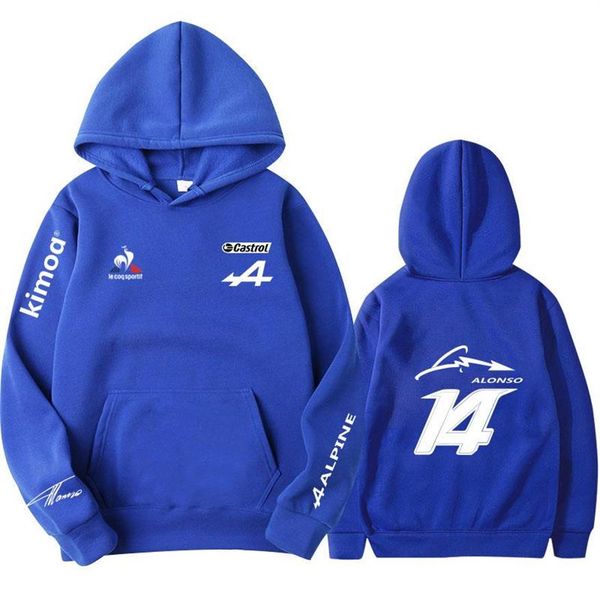 

men's hoodies & sweatshirts summer formula one racer alonso f1 alpine team racing fans tracksuit logo men women oversized swe270j, Black