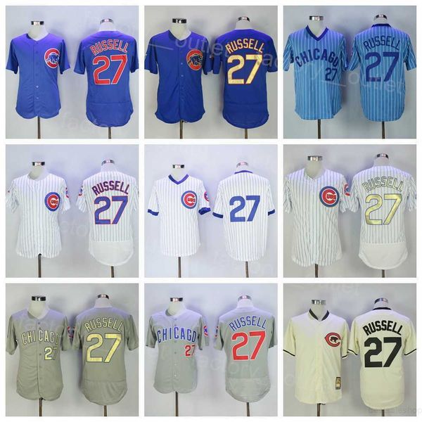 

1988 throwback baseball vintage 27 addison russell jersey pinstripe white blue grey beige flexbase cool base pullover stitched 1909 1929 194, Blue;black