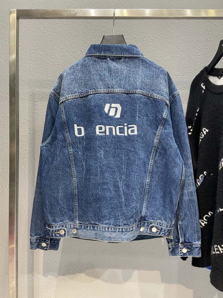 

men's jackets correct ins couple's men's and women's brick counter denim jacket with logo embroidered on the back, Black;brown