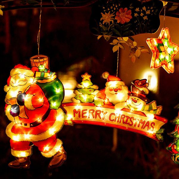 

led christmas sucker light xmas decorations for home santa claus/snowman window light navidad natale new year gifts
