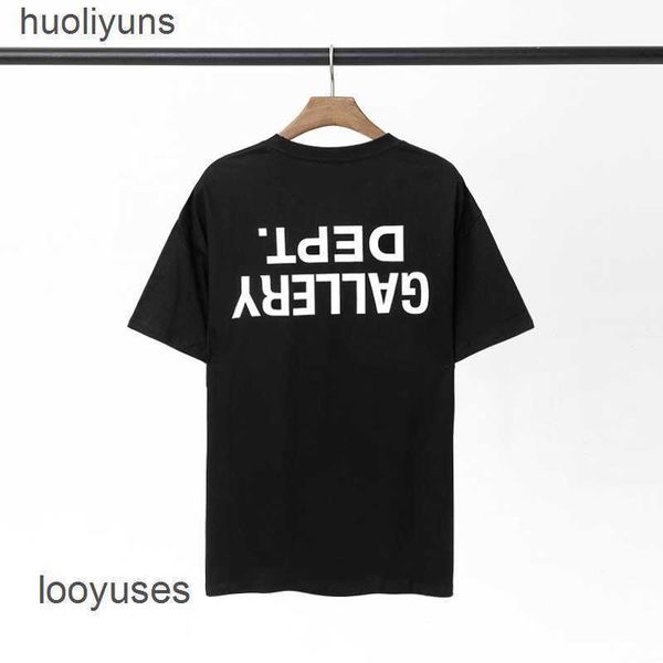 

t dept mens streetwear galleryes shirt fashion tees brand classic letter slogan gradient printed sleeve t-shirt for men women wbvp, White;black