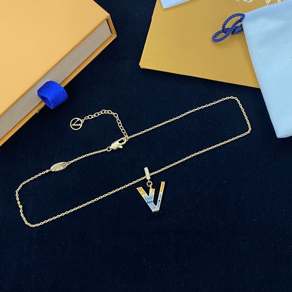 

with box love necklace designer women pendants 40cm mix colors stamp charm chain pendant necklaces fashion brass jewelry, Silver