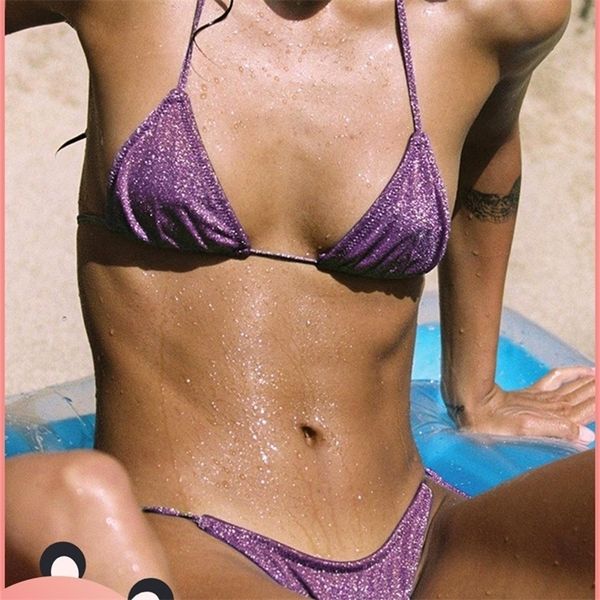 

rinabe push up bikinis halter swimsuit women gradient print swimwear thong bathing suit lace triangle bikini set 220628, White;black