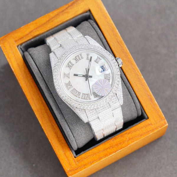 

wristwatch diamond mens watch mechanical automatic watch sapphire 40mm strap diamond-studded steel ladi fashion wristwatch bracelet montre d, Slivery;brown