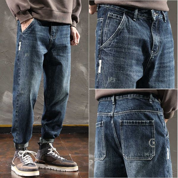 

harun jeans male dad loose straight fall blue casual pants trendy fashion versatile