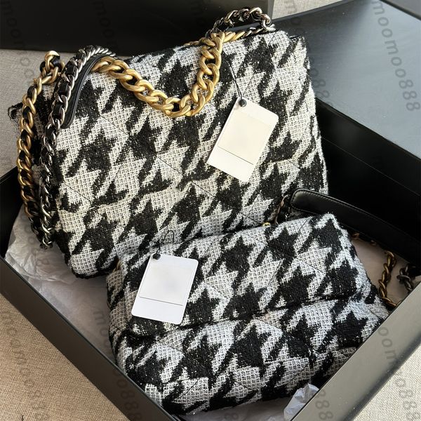 

10a tier mirror quality 19 flap bag small 26cm houndstooth handbag luxury designers womens velet quilted purse crossbody black shoulder chai