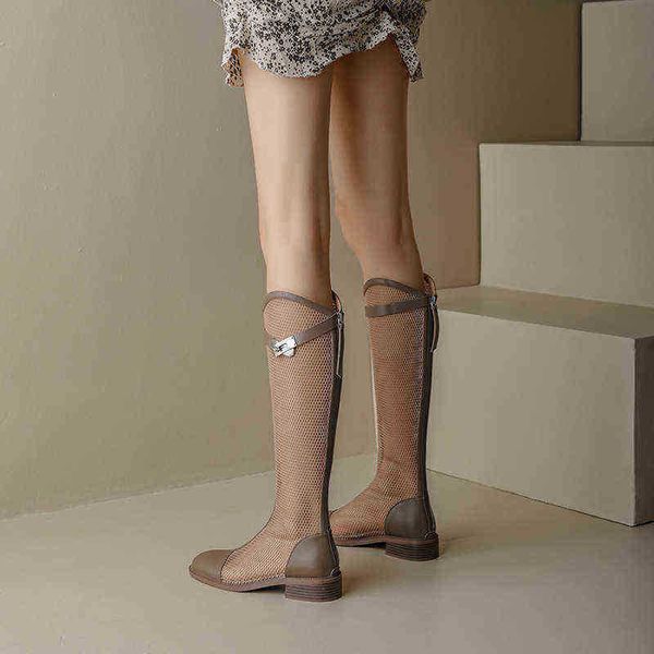 

women boots boot 's summer thin low heel hollow out gauze thick high tube cool b, Black