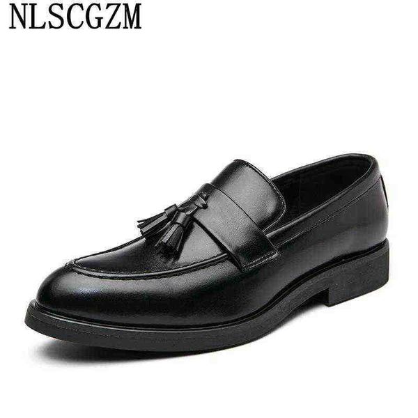 

dres shoe loafer wedding shoe for men 2022 elegant tassel classic zapato de hombre vestir formal 220723, Black