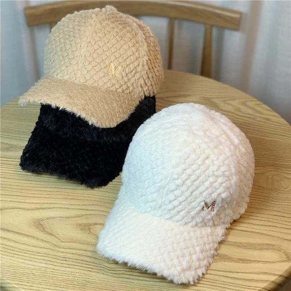 

sun hat women's winter plush thickened warm korean fashion duck tangue has versatile baseball cap casal, Blue;gray