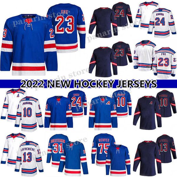 

23 adam fox jersey 31 igor shesterkin 10 artemi panarin 24 kaapo kakko 75 ryan reaves 20 chris kreider 13 alexis lafreniere hockey jerseys, Black