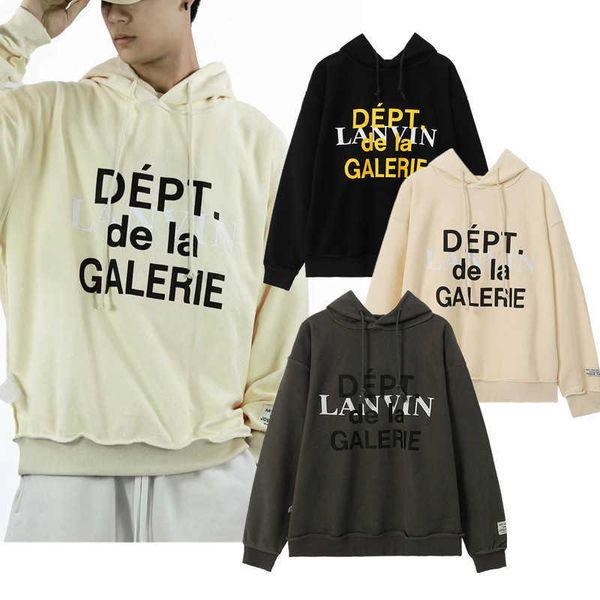 

new designer mens sweatshirts galleryy depts womens hoodies american fashion yang same flip over design pure cotton terry hoodie for men and, Black