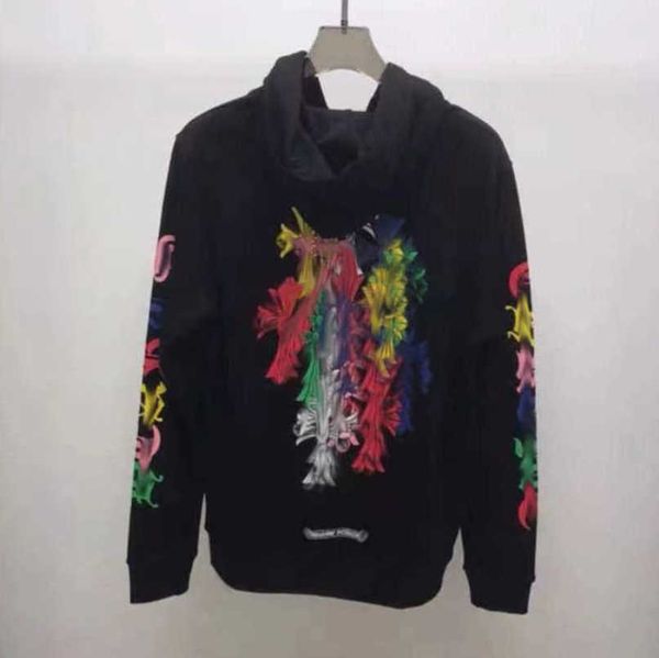 

men's fashion luxury sweatshirts designer classic hoodies zipper hooded sweater casual men women cross pullover sanskrit hoodie coat s, Black