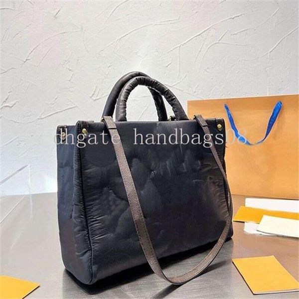 

designer bag shopping cotton evening women tote bag large capacity fashion bags puffer padded handbag crossbody purse letter inside zipper s