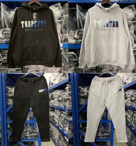 

men's hoodies sweatshirts innovative tracksuit printed sportswear men fleece two pieces set loose hoodie sweatshirt pants jogging brand, Black
