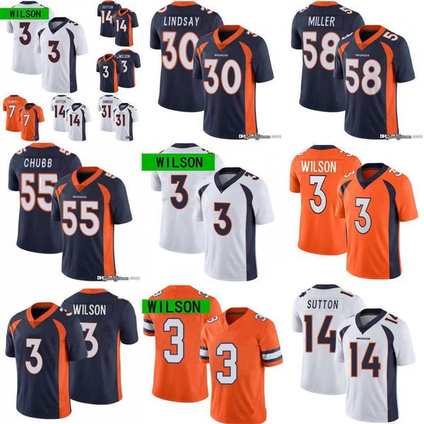 

football jerseys denver''broncos''men women youth 3 russell wilson 2 patrick surtain ii 14 courtland sutton 7 john elway, Black;red