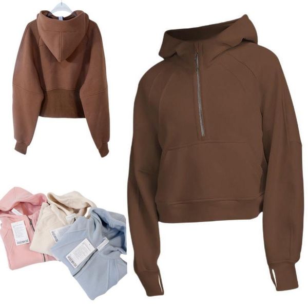 

yoga hoodie luscuba oversized pullover half zip sweatshirt fitness gym workout clothes long sleeve 10 piece colors loose breathable sport jo