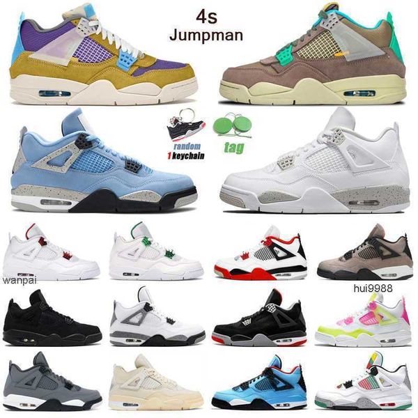 

jumpman 4 4s desert moss basketball shoes for men women university blue taupe haze white oreo bred sail mens trainers sport snea jordas air, Black