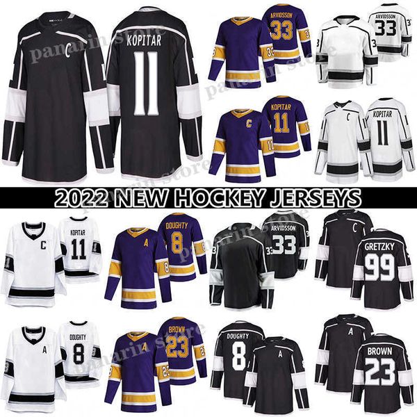 

11 anze kopitar jersey 8 drew doughty 32 jonathan quick 33 viktor arvidsson 23 dustin brown 99 wayne gretzky hockey jerseys, Black
