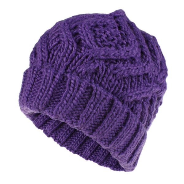 

rhombus checkered soft thick wool knitted hat women's fashion autumn and winter woolen hat, Blue;gray