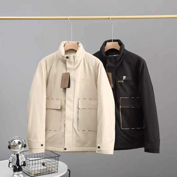 

winter mens down jacket burb designer jackets tb horse embroidery down coats men casual cardigan windbreaker, Black