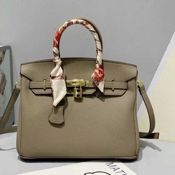 

women totes bag shoulder herme birkins pure hand 2022 new high-end classic litchi pattern hand-held single slant span