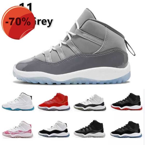 

kids athletic outdoor basketball shoes sneakers 11 td cool grey 11s xi sneaker concord space jam metallic silver bred legend blue 72-10, Black