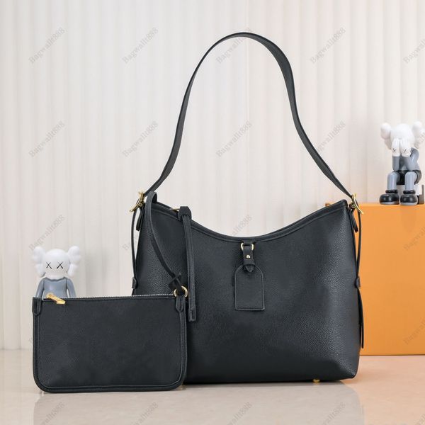 

carryall tote designer womens shoulder bag embossed leather vintage hobo bags with zipper pouch wallet fashion lady handbags 2 sets shopping