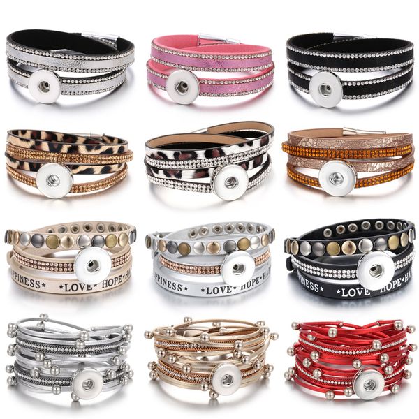 

charm bracelets snap button jewelry handmade punk mtilayer leather bracelet for snaps buttons drop delivery 2022 smtgn, Golden;silver
