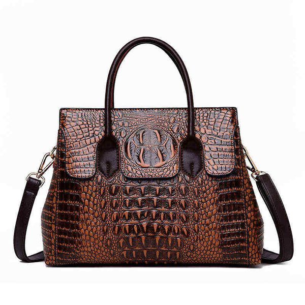 

evening bags women handbag genuine leather bags crocodile handbags designer crossbody female retro tote 220623