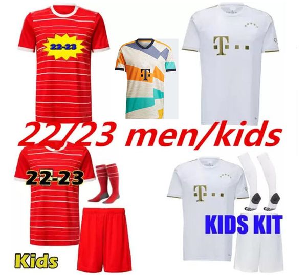

fans player soccer jersey 22 23 lewandowski sane kimmich coman muller davies football shirt men kids sets kit 2022 2023 uniform musiala gore, Black;yellow