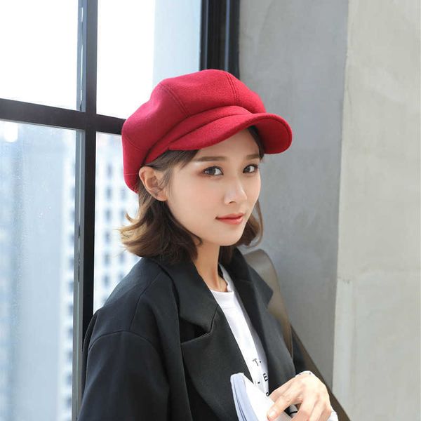 

bailey octagonal cap winter cotton wool woolen hip hop fashion ear muff hat women lady warm elegant duck caps, Blue;gray