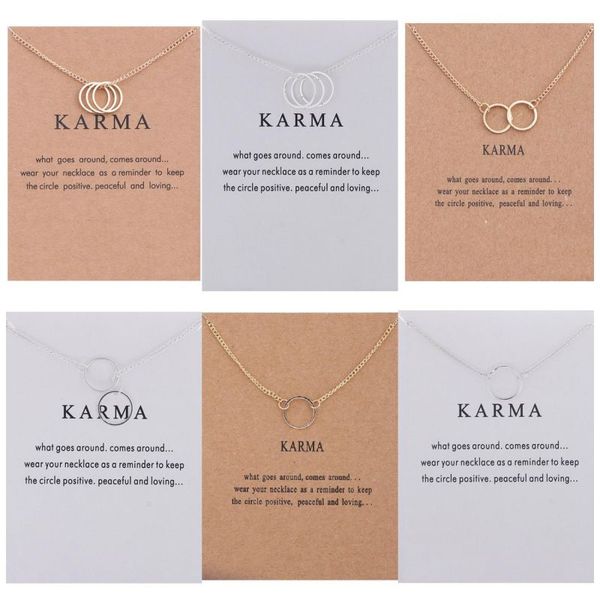 

open circle necklace double circles necklaces three circle alloy pendant karma jewelry gifts, Silver